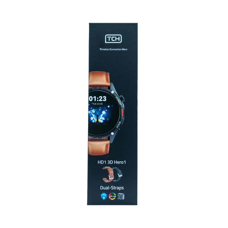 ساعت هوشمند تی سی اچ مدل TCH HD1 3D Hero1 دارای قابلیت های کنترل موسیقی (Music Player)، قابلیت مکالمه از طریق بلوتوث، پشتیبانی از زبان فارسی در منو و سیستم‌عامل، قابلیت تغییر طرح ساعت یا تم بند چرم مصنوعی