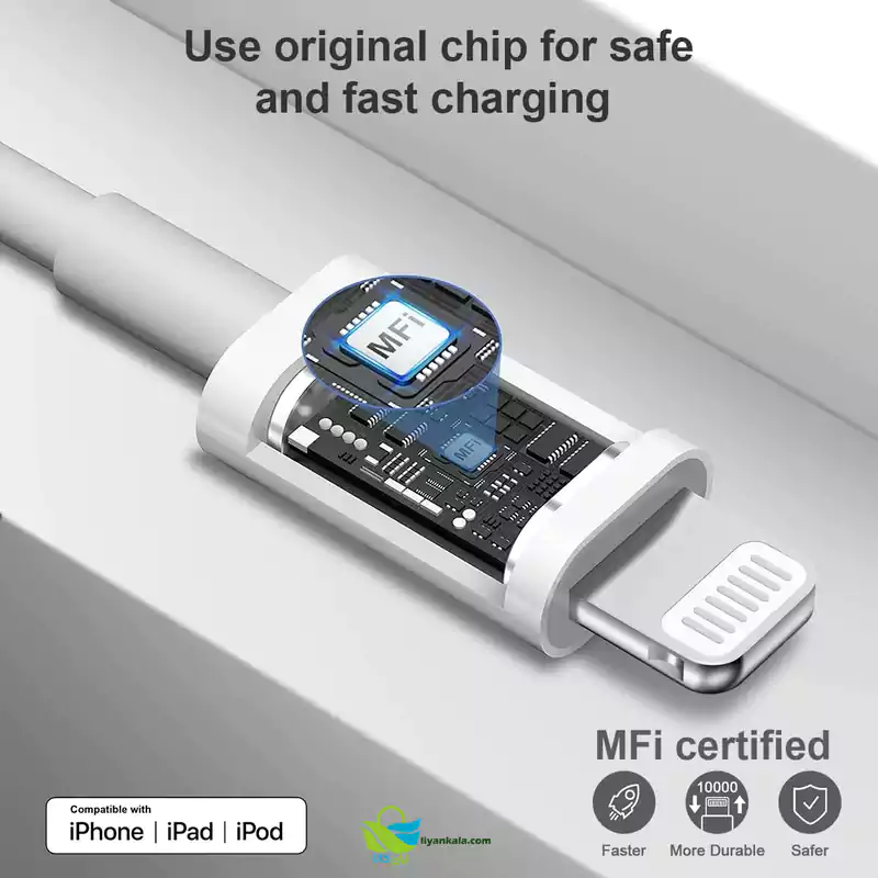 کابل تبدیل&nbsp;USB-C به لایتنینگ نیبیوا مدل&nbsp;Lightning Series طول 1 متر