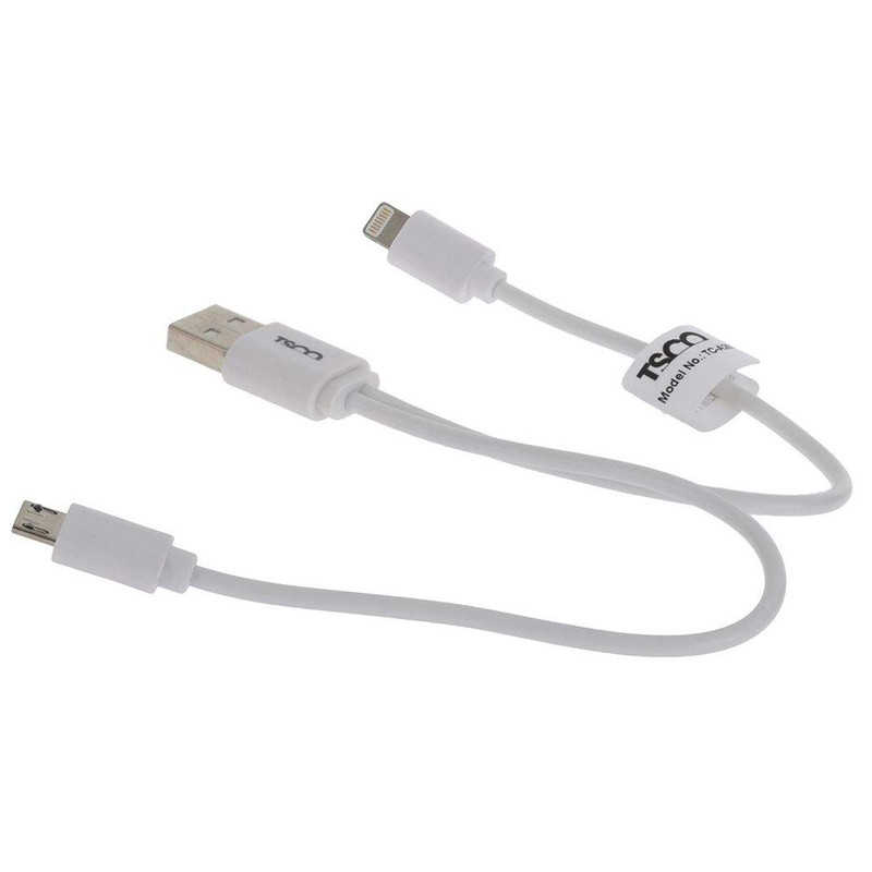 کابل تبدیل USB به microUSB و لایتنینگ تسکو مدل TCA-28 طول 0.2 متر