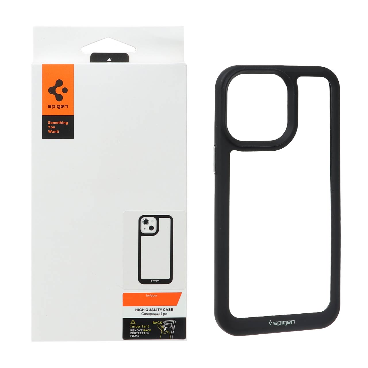 کاور اورجینال spigen شفاف دور مشکی مناسب برای اپل iphone 13 pro max
