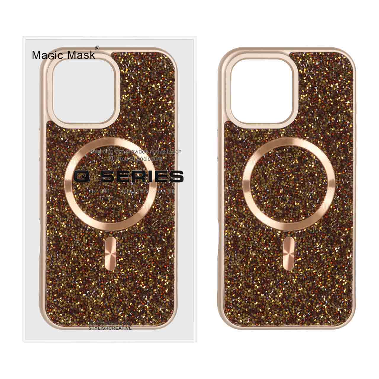 کاور اورجینال Diamond نگین دار با قابلیت مگسیف مناسب برای اپل iphone 16 pro max
