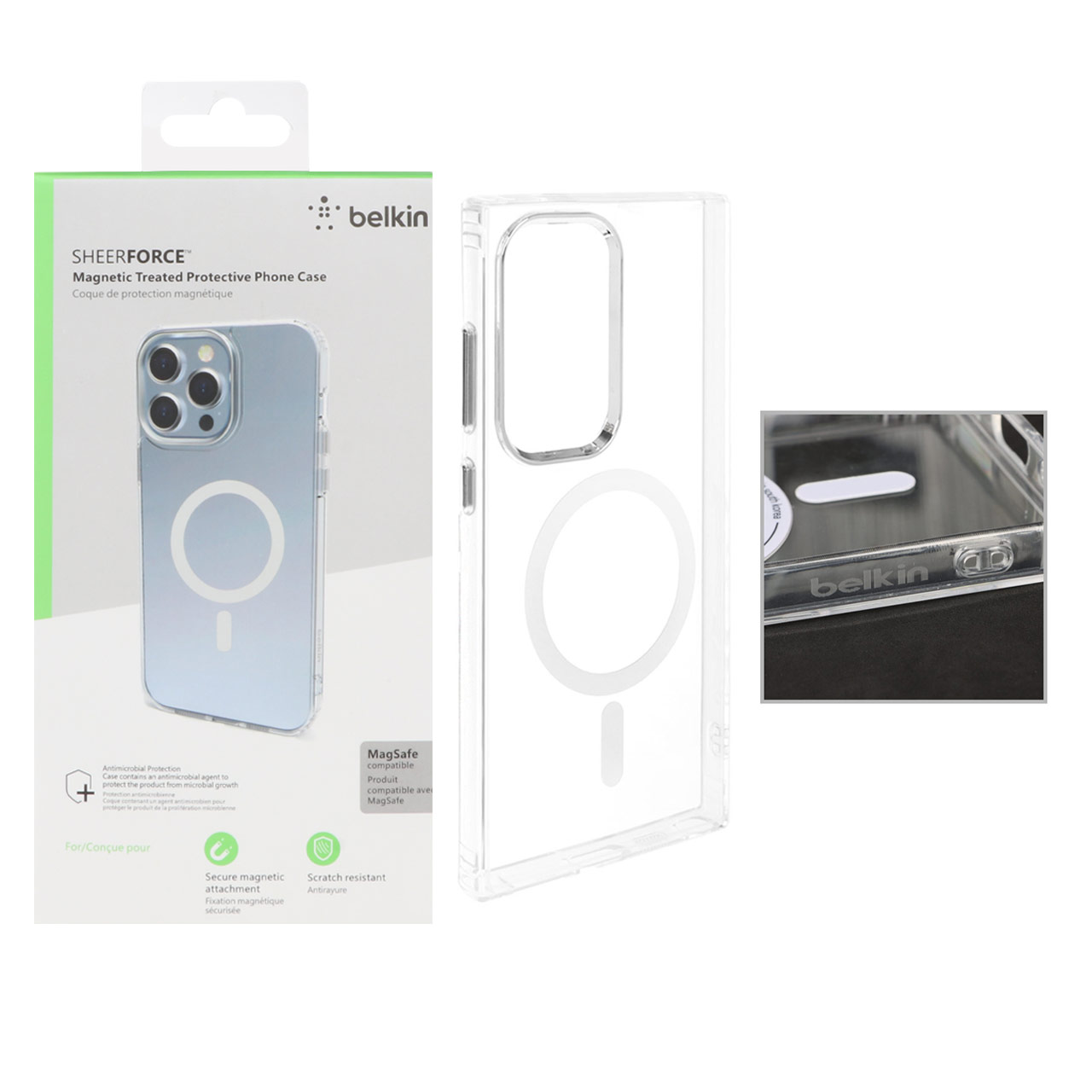 کاور اورجینال Belkin شفاف مگسیف دار مناسب برای گوشی سامسونگ S24 ultra