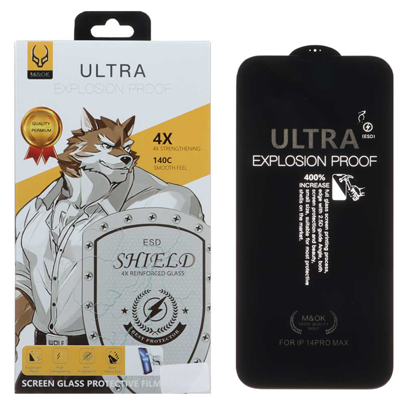 محافظ صفحه نمایش شیشه ای M&OK Ultra برای آیفون 14 پرو مکس