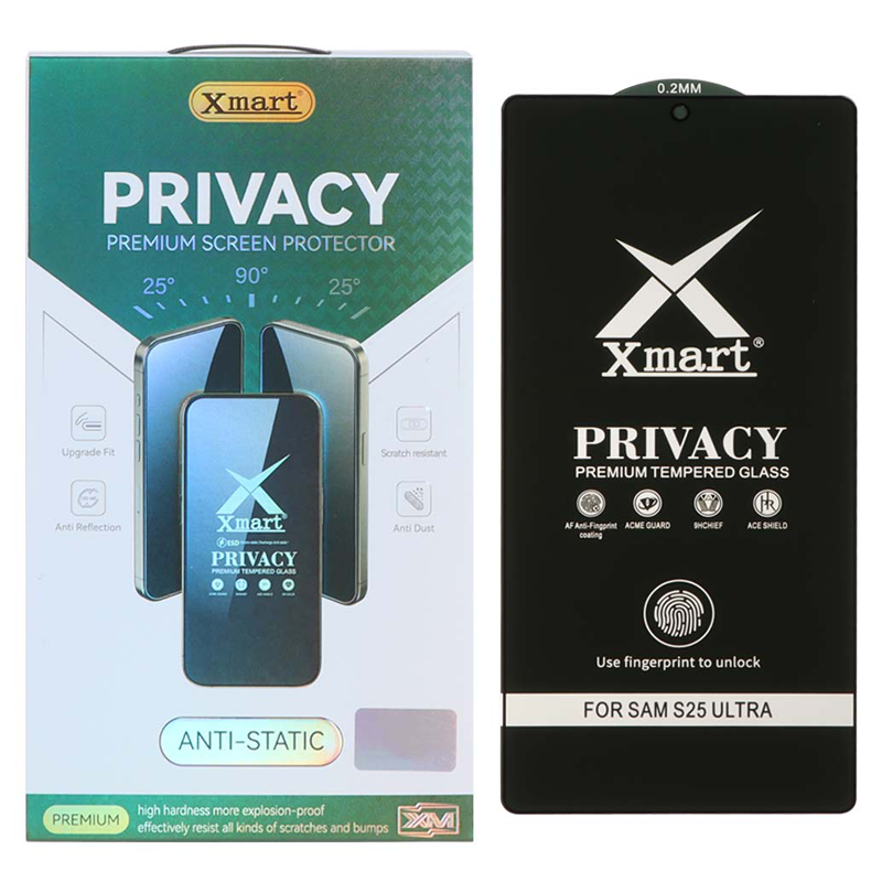 محافظ صفحه نمایش شیشه ای پرایویسی Full Cover XMART برای سامسونگ S25 Ultra