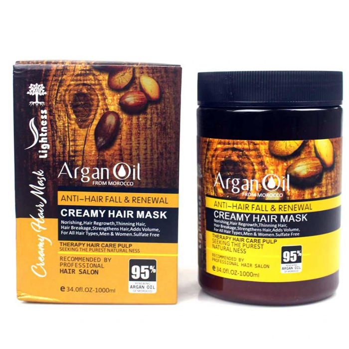 ماسک مو  لایتنس lightness مدل argan oil حجم 1000 میلی لیتر