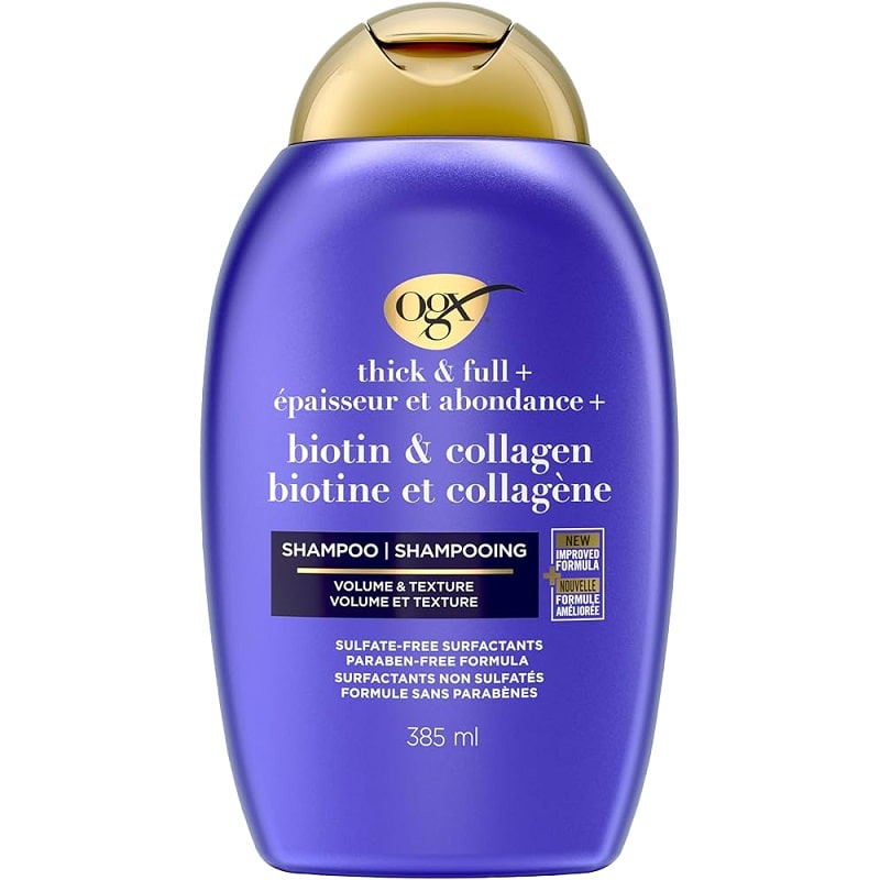 شامپو مو اوجی ایکس مدل biotin & collagen حجم 385 میلی لیتر