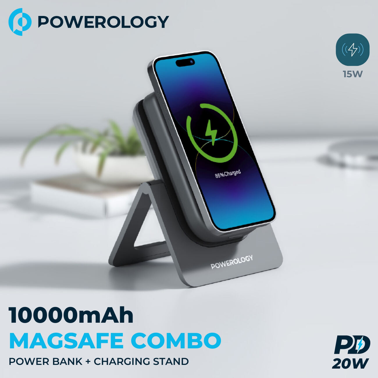 پاوربانک پاورولوژی مدل pp21 MagSafe  ظرفیت 10000 میلی آمپر ساعت