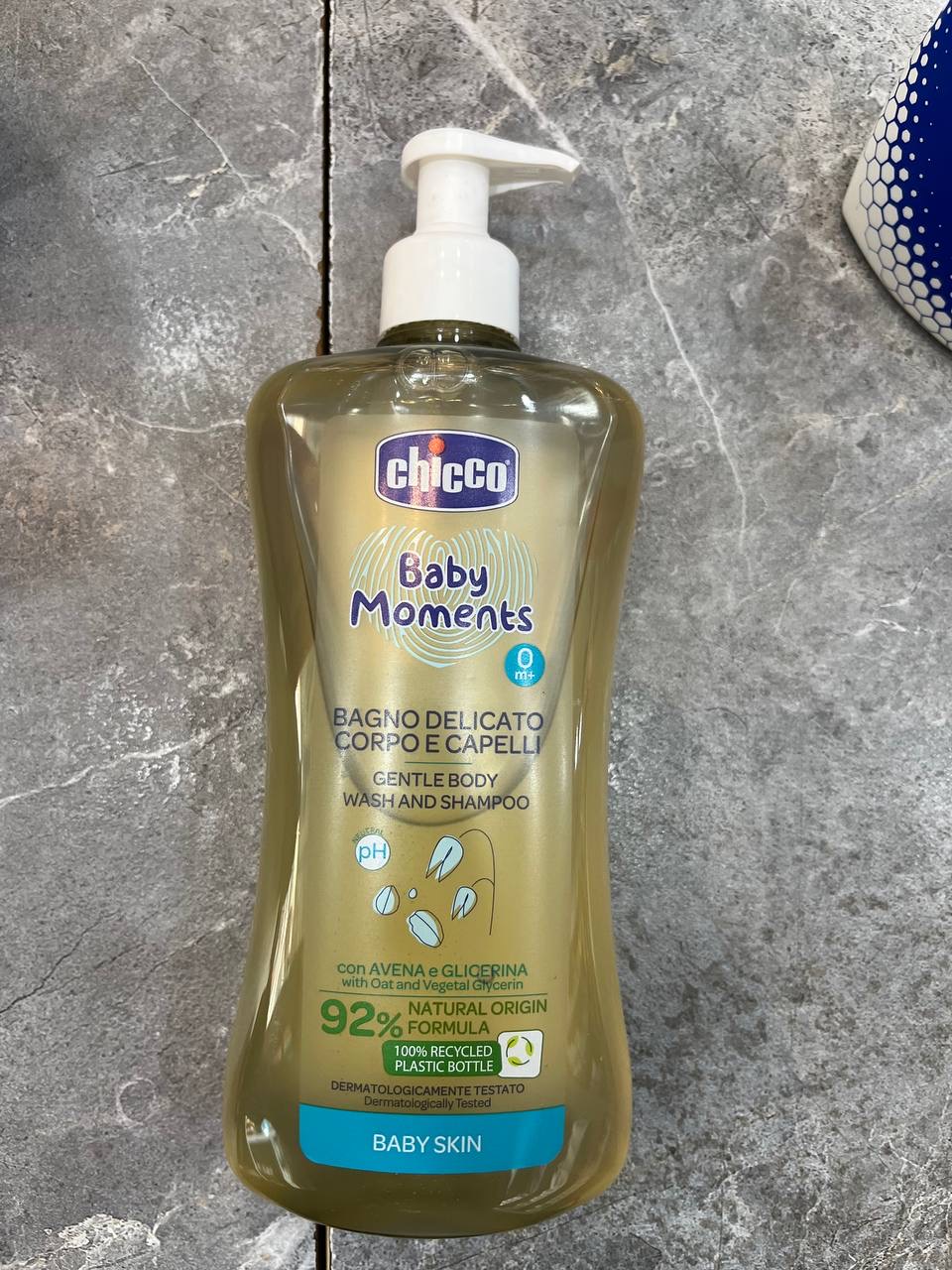 شامپو بدن و سر کودک چیکو chicco مدل baby moment حجم 500 میلی لیتر