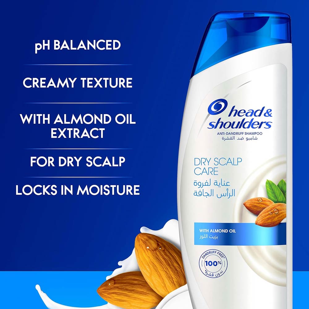 شامپو ضد شوره روغن بادام هد اند شولدرز مدل dry scalp care حجم 400 میلی لیتر