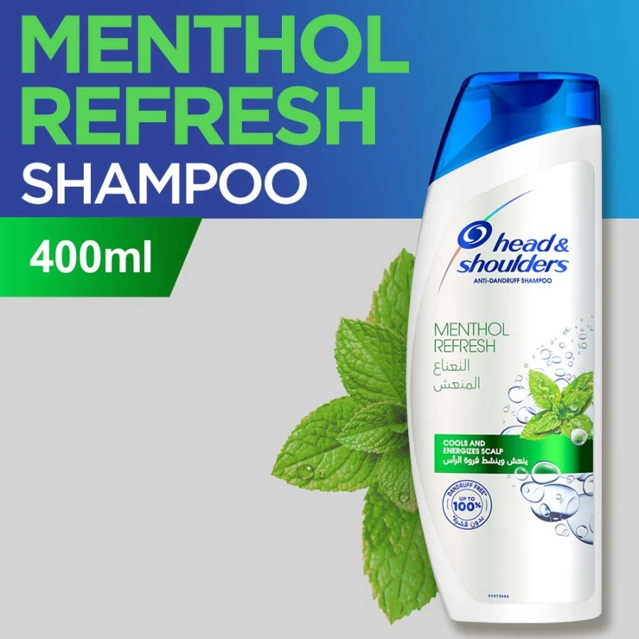 شامپو ضد شوره هد اند شولدرز مدل menthol fresh رایحه نعنا حجم 400 میلی لیتر